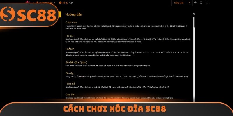 Cách chơi xóc đĩa SC88