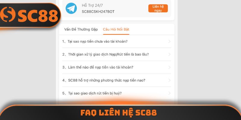 FAQ Liên hệ SC88